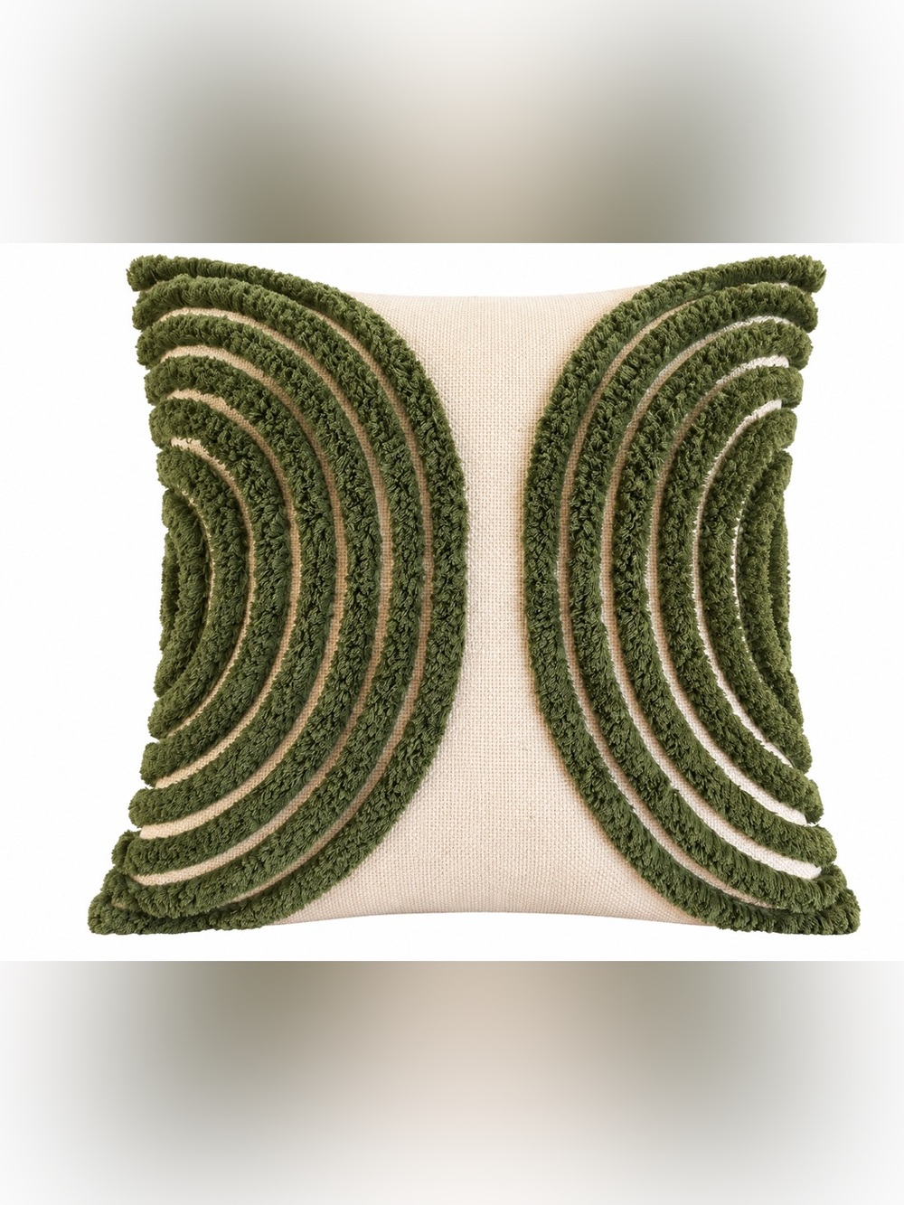 Textured Green Loop Accent Pillow on Cream